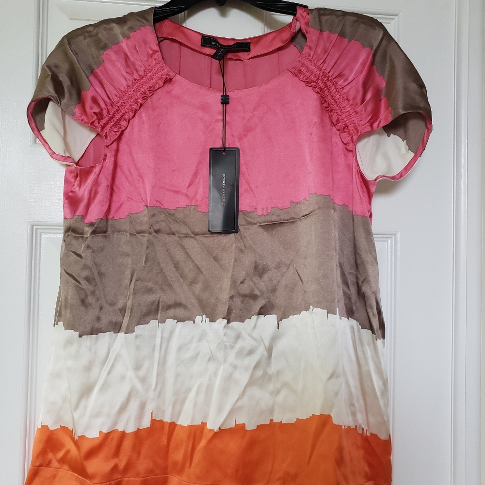 NWT BCBG Printed Silk Woven Top